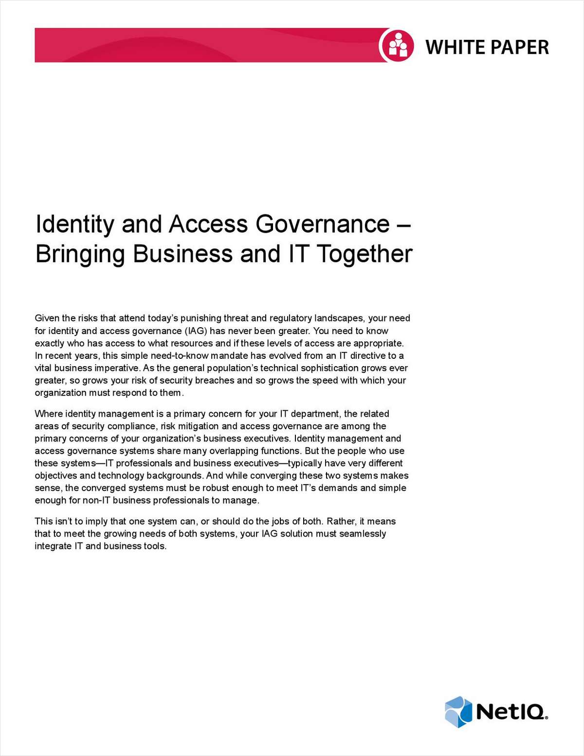 Identity and Access Governance: Bringing Business and IT Together