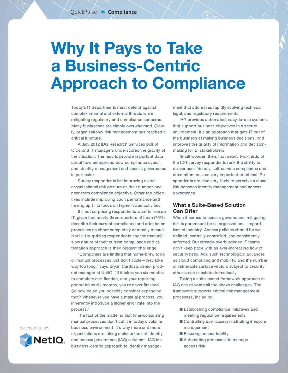 Why It Pays to Take a Business-Centric Approach to Compliance