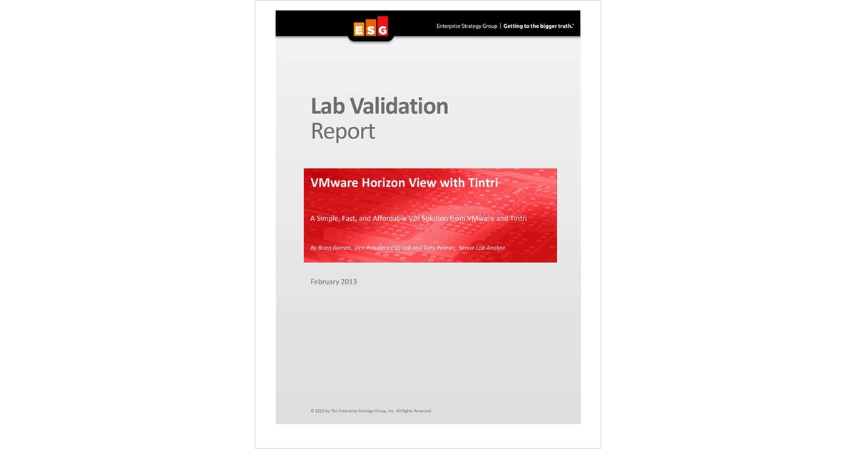 ESG Lab Validation Report VMware Horizon View with Tintri Free Report