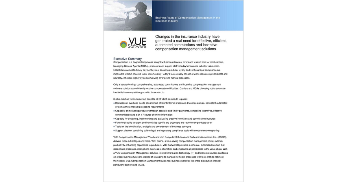 Business Value of Compensation Management in the Insurance Industry