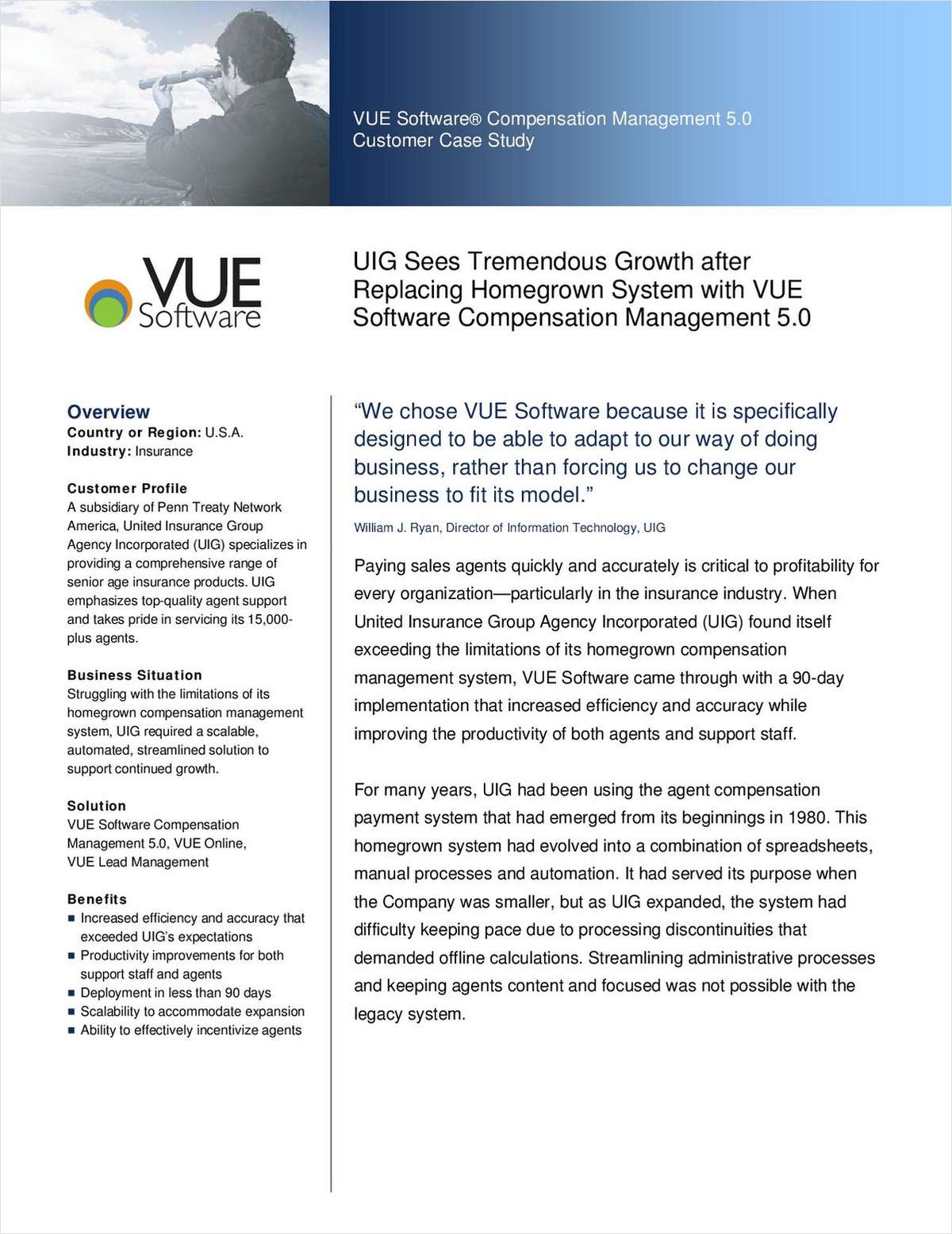 UIG Sees Tremendous Growth after Replacing Homegrown System with VUE Software Compensation Management 5.0