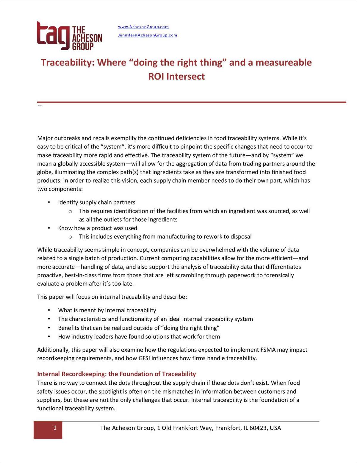 Traceability: Where 'Doing the Right Thing' and ROI Intersect