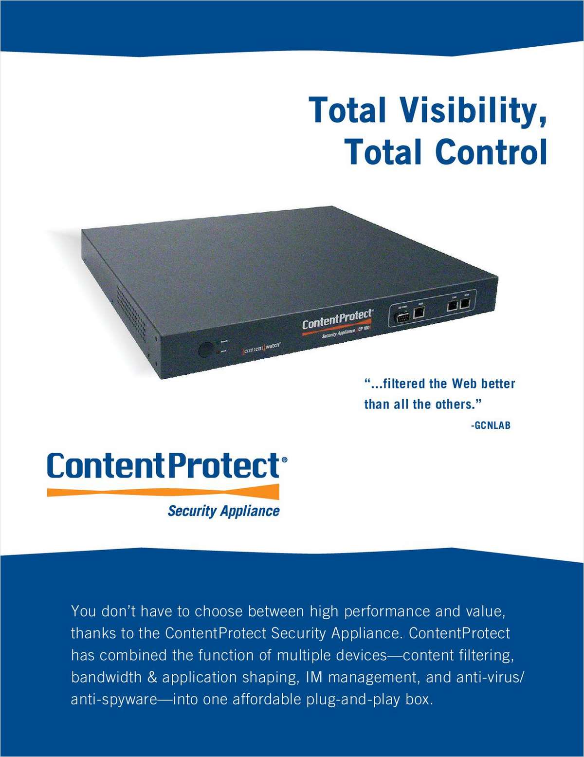 ContentProtect Security Appliance: Web Content Filtering and Bandwidth Management