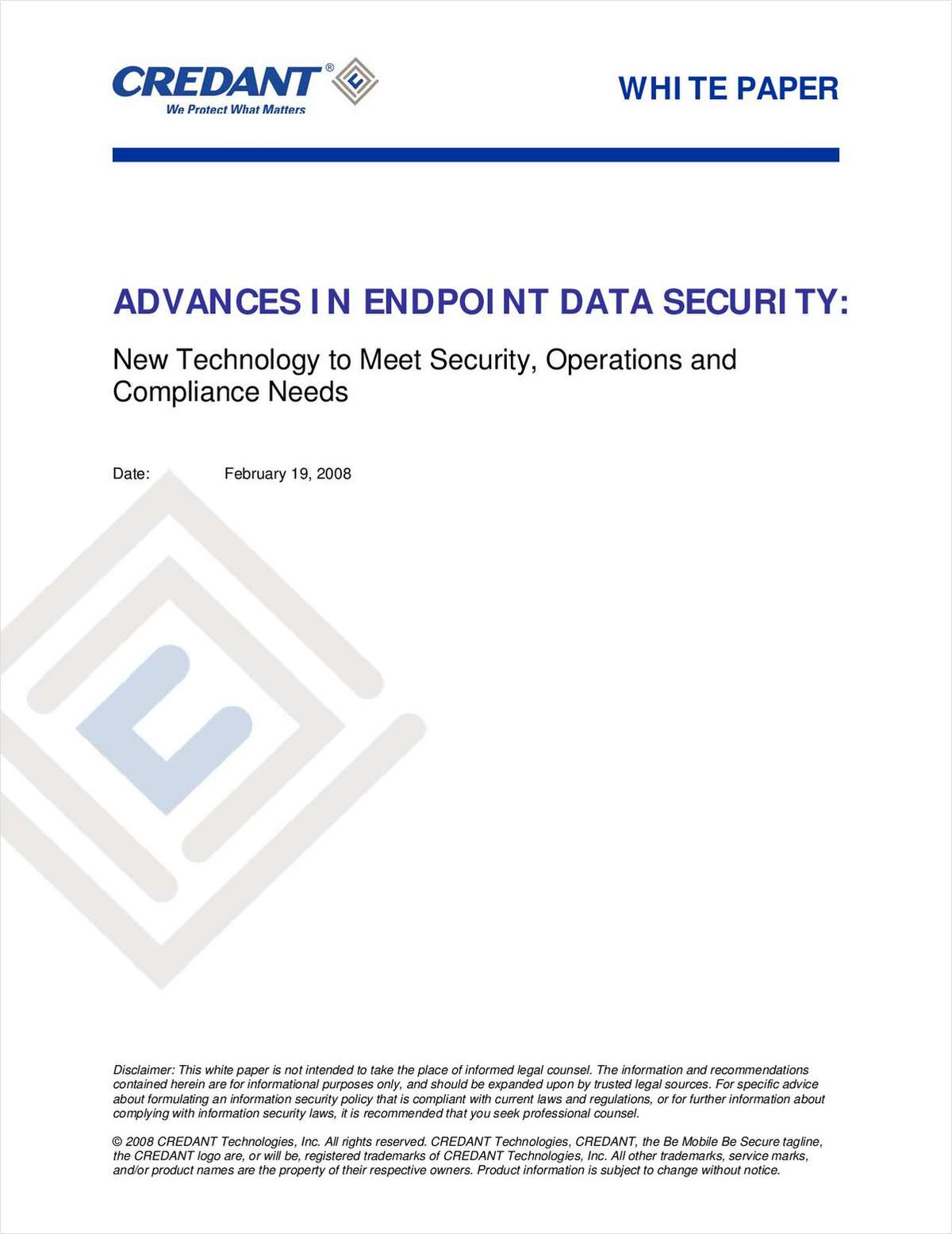 Advances in Endpoint Data Security: New Technology to Meet Security, Operations and Compliance Needs