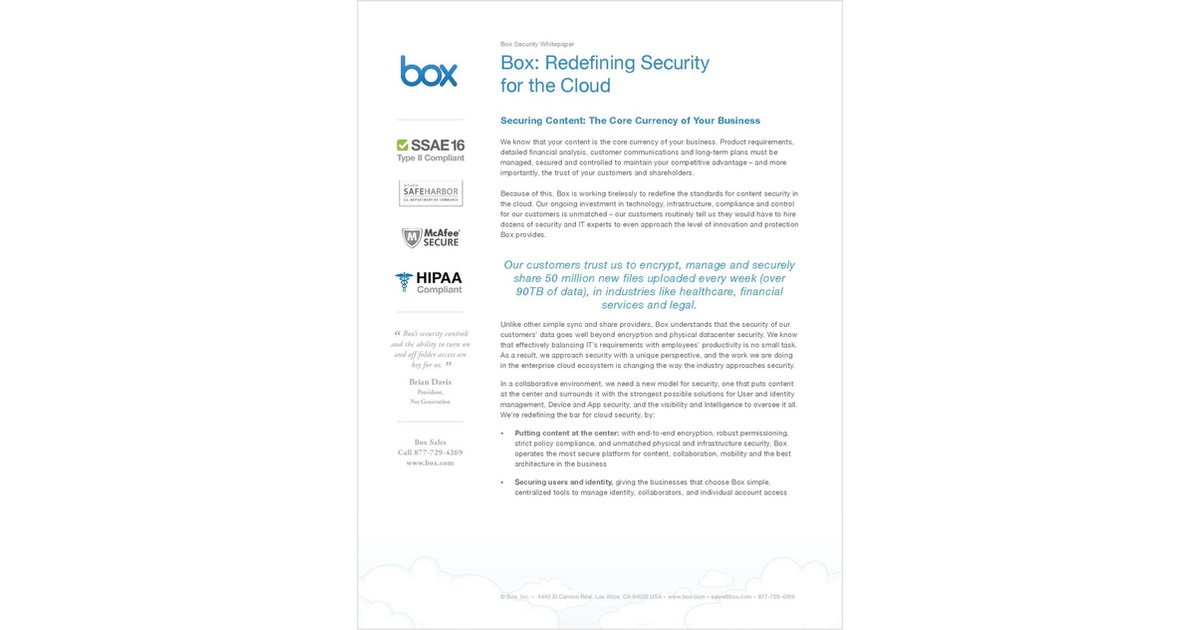 Protect your Business Now with Redefined Security for the Cloud