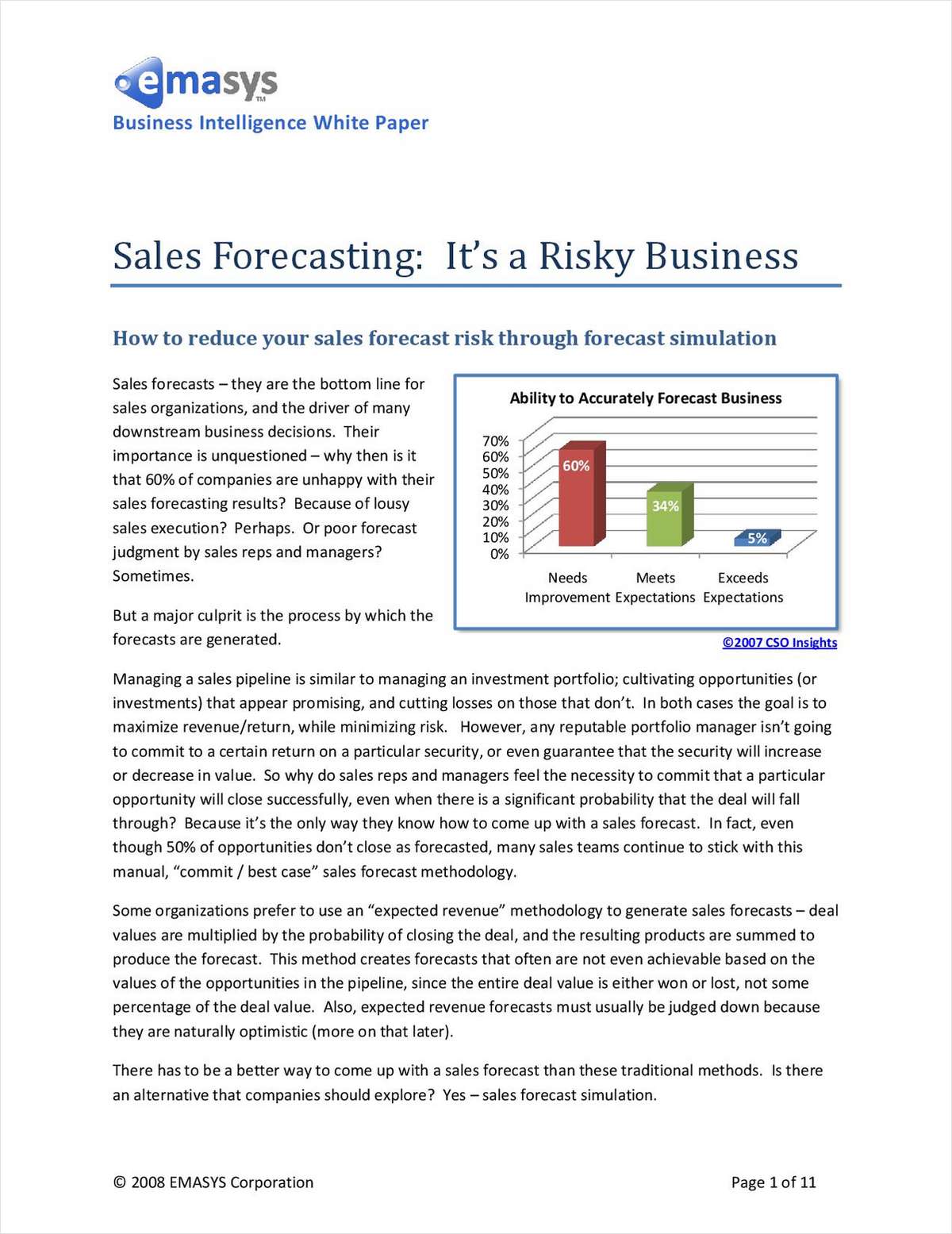 Sales Forecasting:  It's a Risky Business
