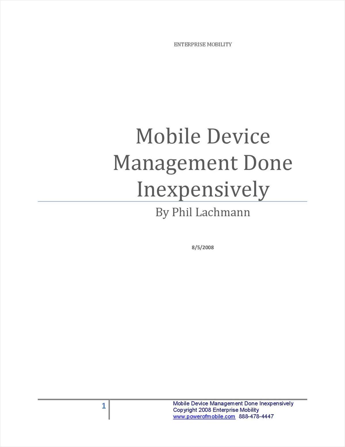 Mobile Device Management Done Inexpensively