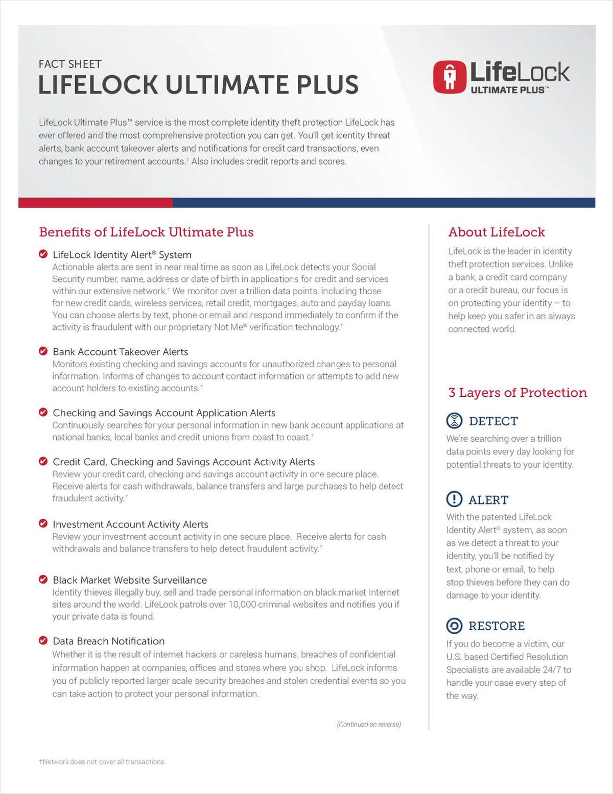 LifeLock Protection Levels Fact Sheet