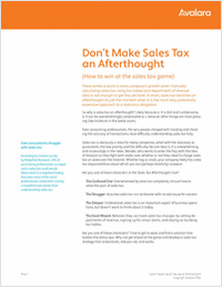 Don't Make Sales Tax an Afterthought