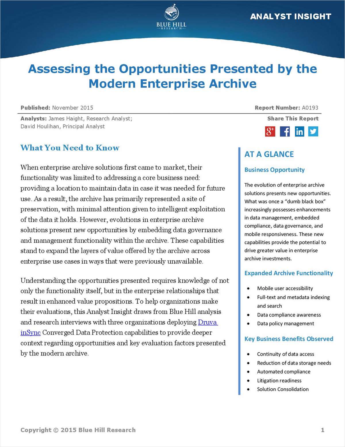 Blue Hill Research Report: Assess and Drive More Value from Enterprise Archive Data