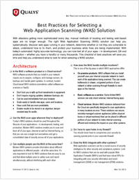 Best Practices for Selecting a Web Application Scanning (WAS) Solution