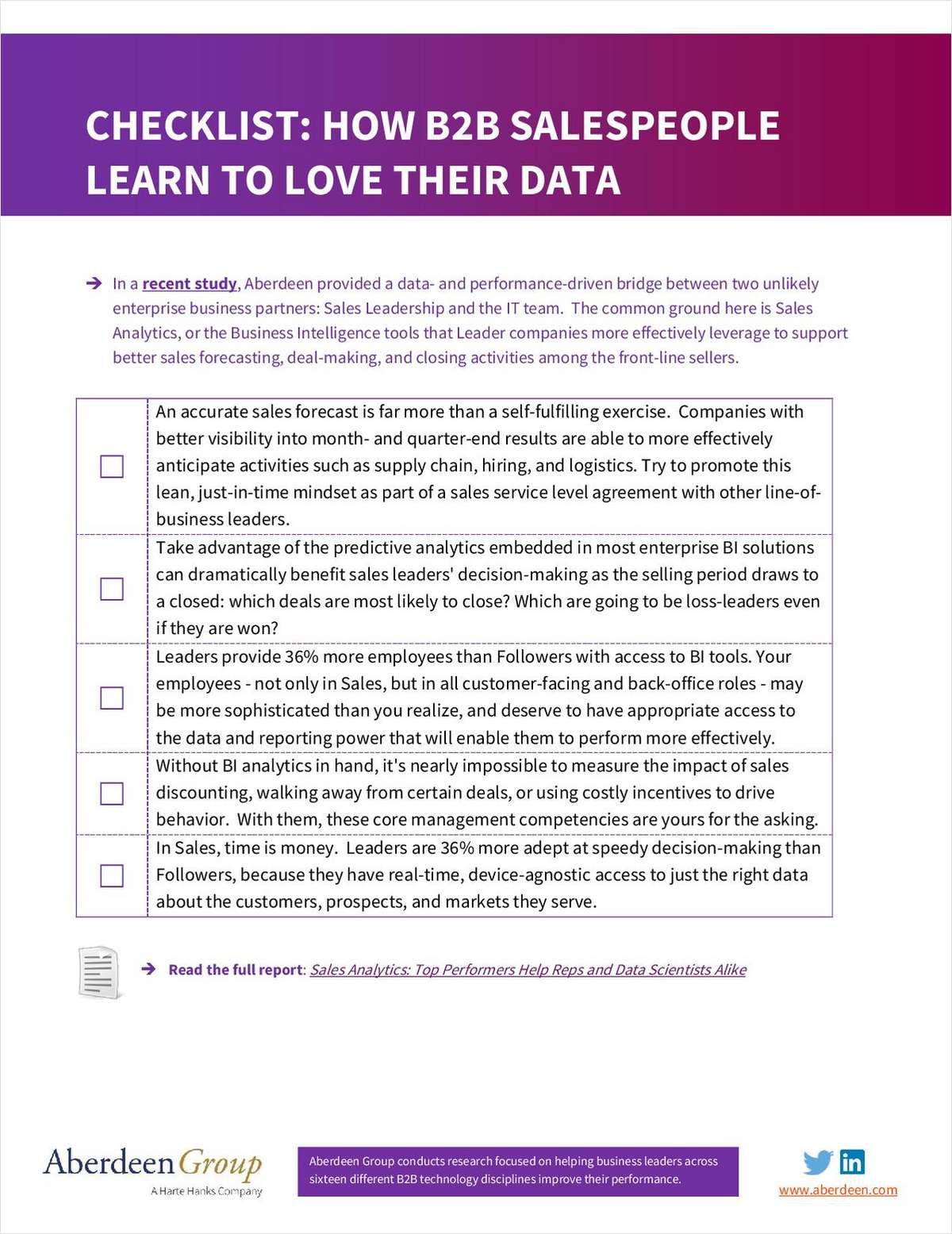 Checklist: How B2B People Learn to Love Their Sales Data