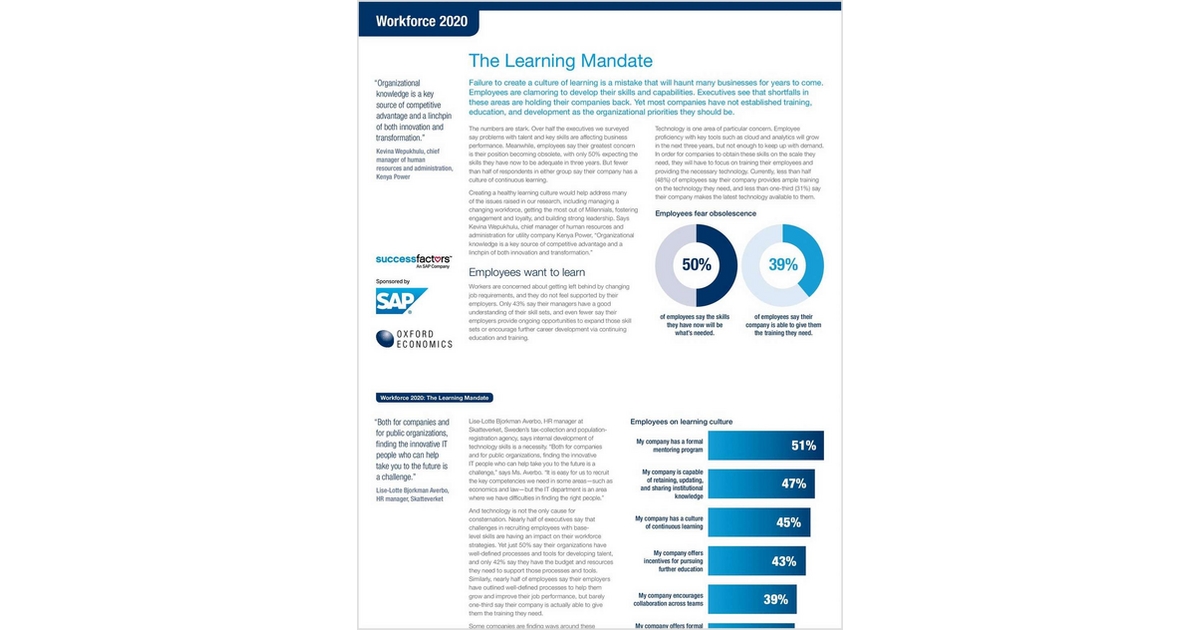 Workforce 2020 Think Piece 4 – Bridging the Skills Gap: The Learning Mandate