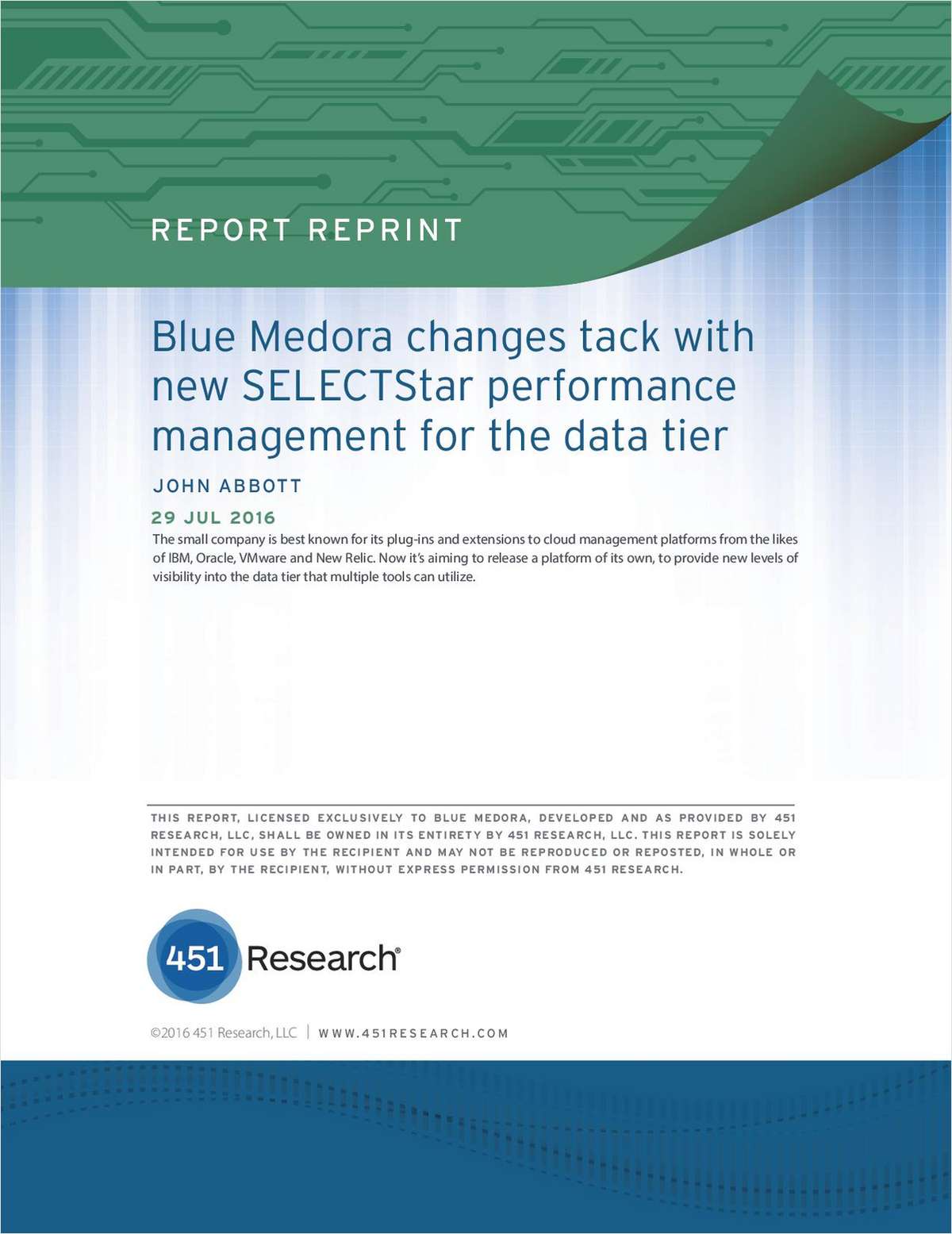 Blue Medora Changes Tack With New SELECTStar Performance Management for the Data Tier