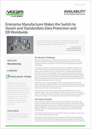 Enterprise Manufacturer Makes the Switch to Veeam and Standardizes Data Protection and DR Worldwide