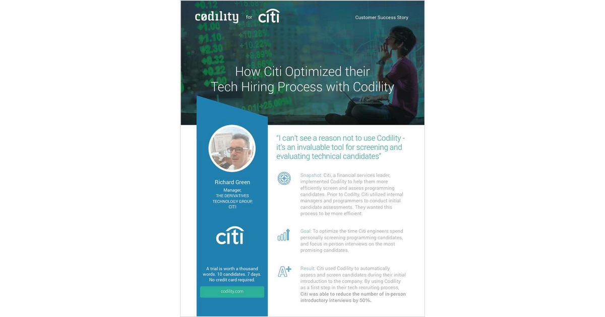 How Citi Optimized their Tech Hiring Process with Codility