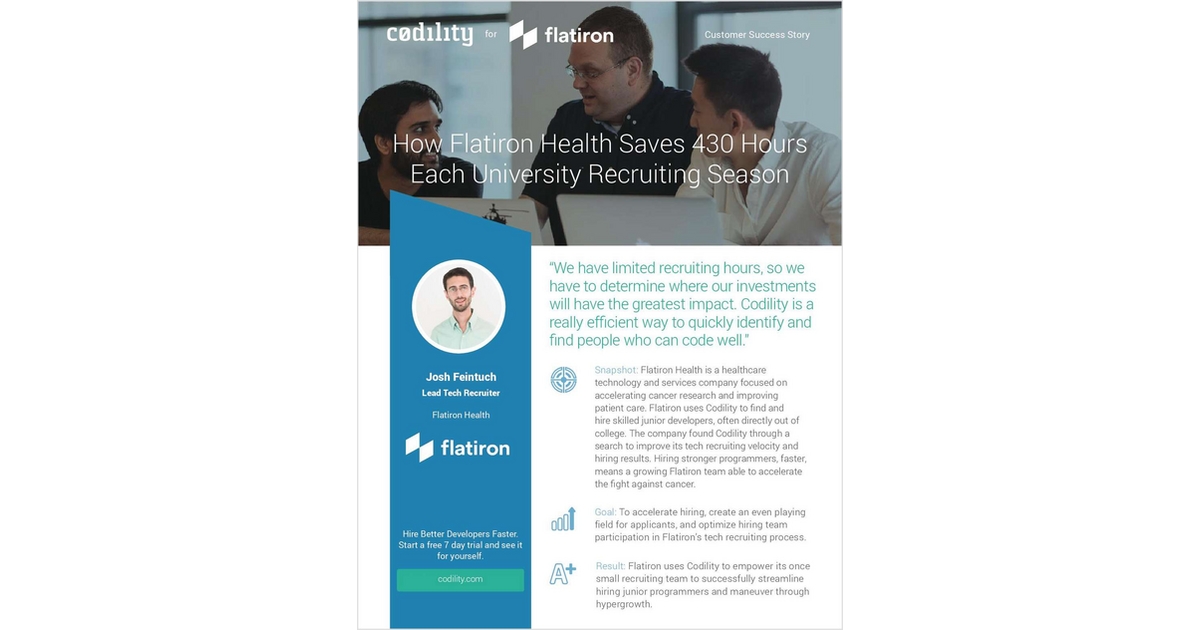 How Flatiron Health Saves 430 Hours Each University Recruiting Season