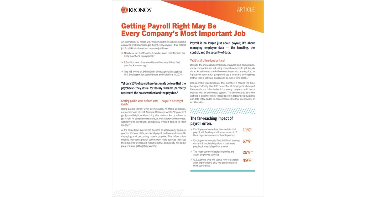 Getting Payroll Right May Be Every Company's Most Important Job