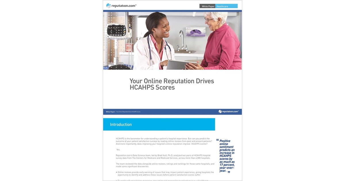 Your Online Reputation Drives HCAHPS Scores