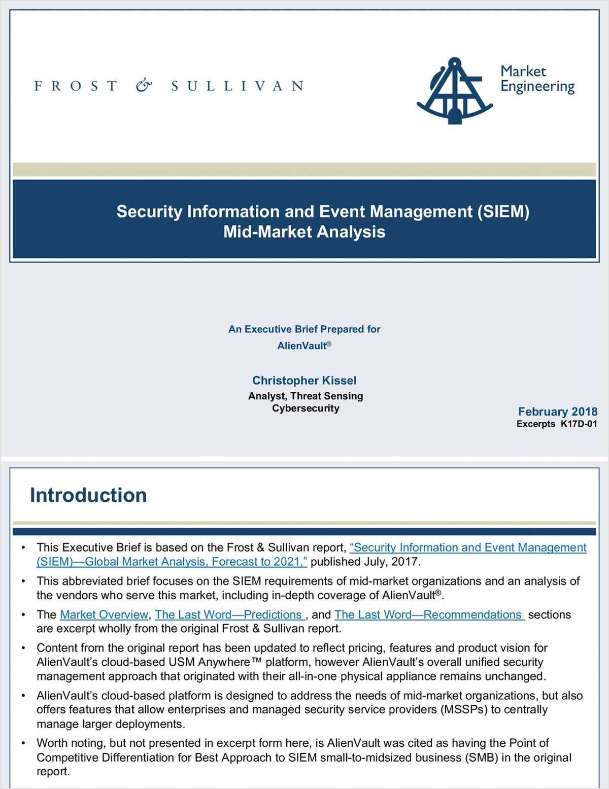 Frost & Sullivan: Security Information and Event Management (SIEM) Mid-Market Analysis