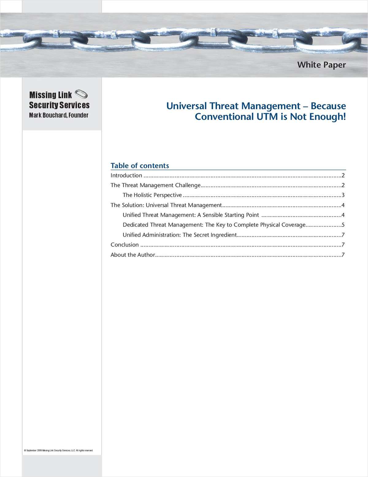 Because Conventional UTM is Not Enough - Universal Threat Management