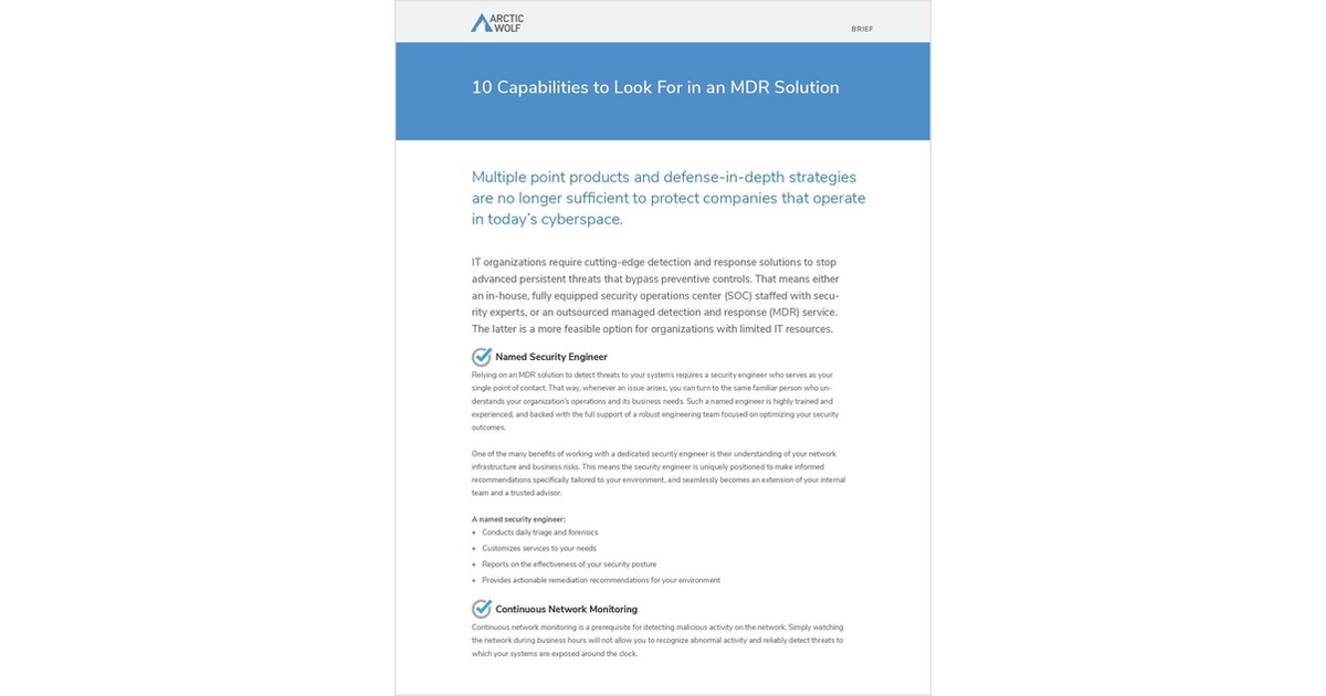10 Capabilities to Look For in an MDR Solution