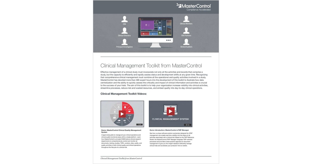 Clinical Management Toolkit from MasterControl