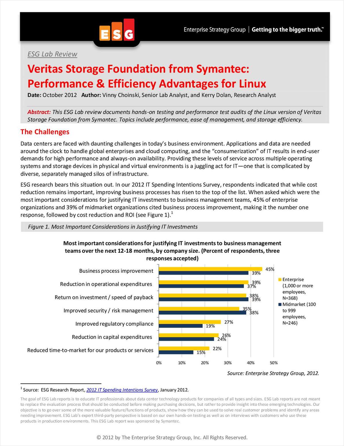 Veritas Storage Foundation from Symantec: Performance & Efficiency Advantages for Linux