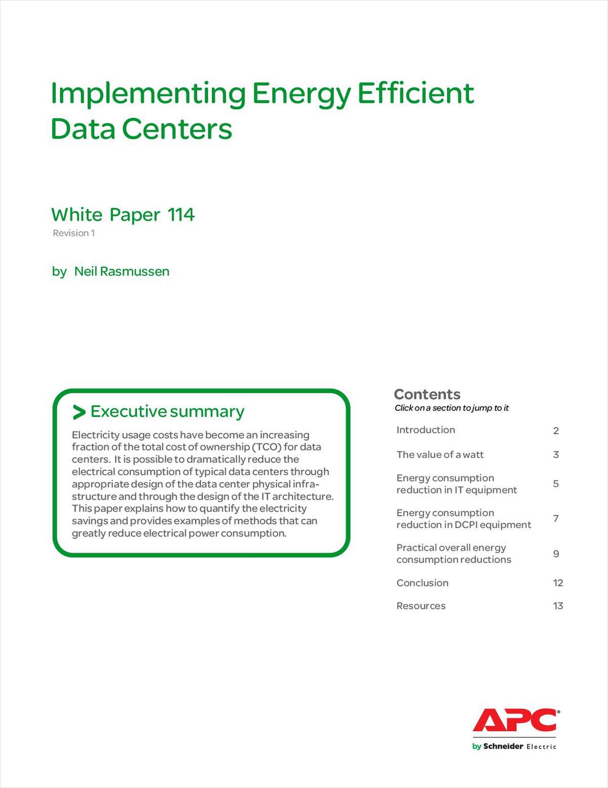 Implementing Energy Efficient Data Centers