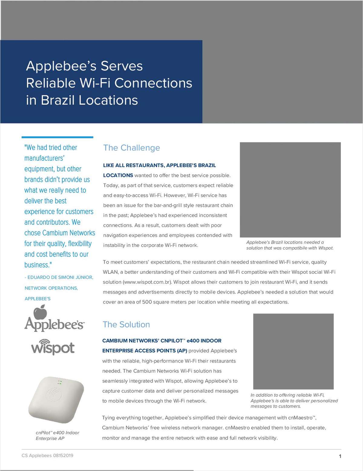 Applebee's Serves Reliable Wi-Fi Connections in Brazil Locations