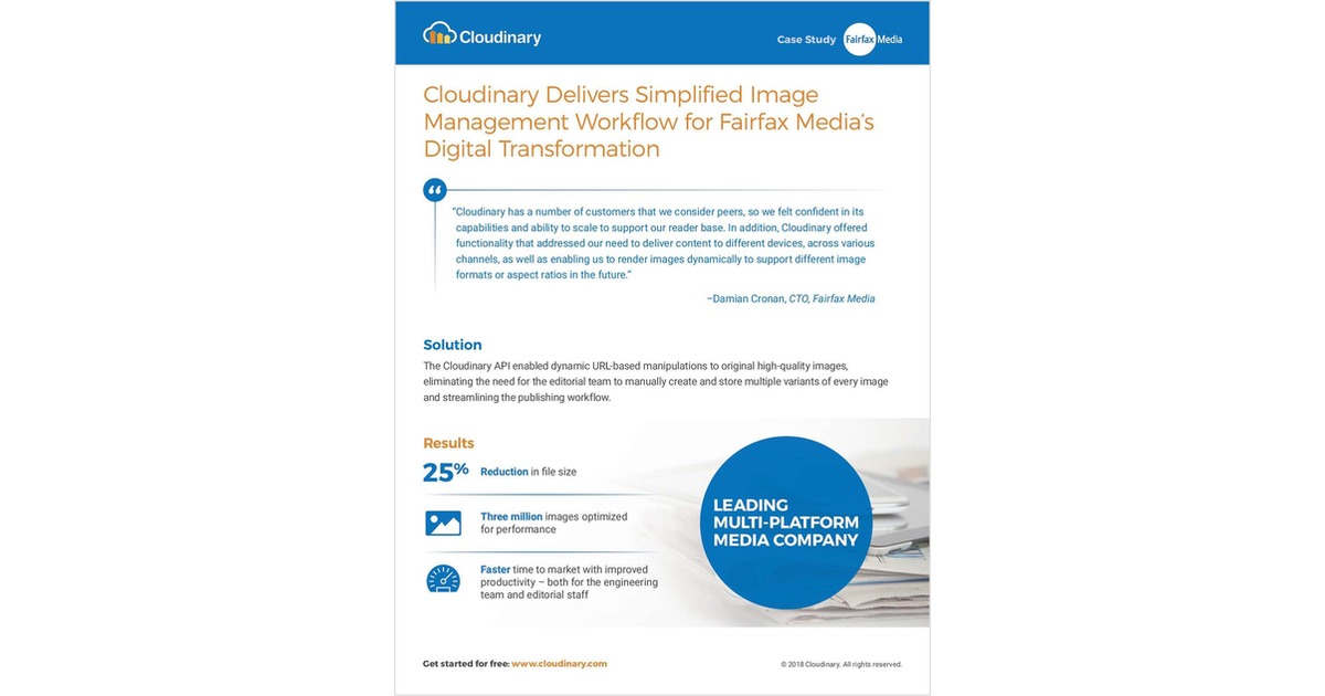 Cloudinary Delivers Simplified Image Management Workflow for Fairfax ...