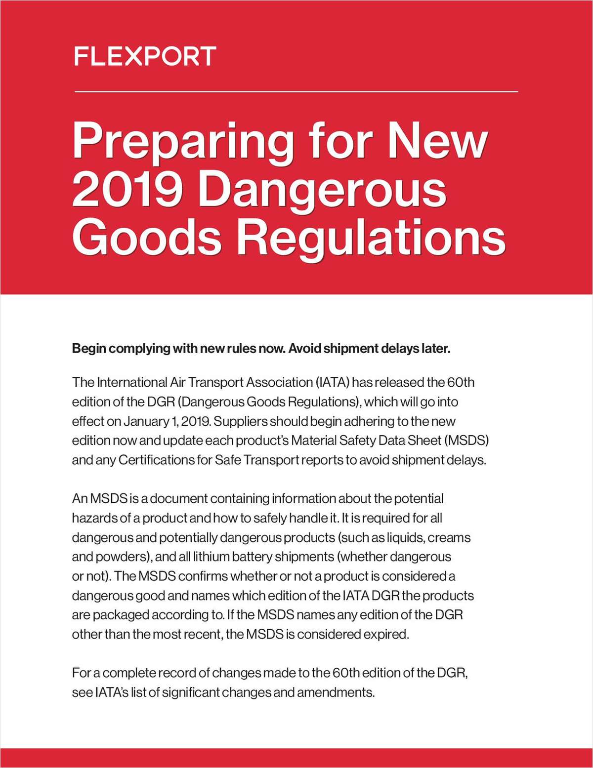 Preparing for New 2019 Dangerous Goods Regulations Free Guide
