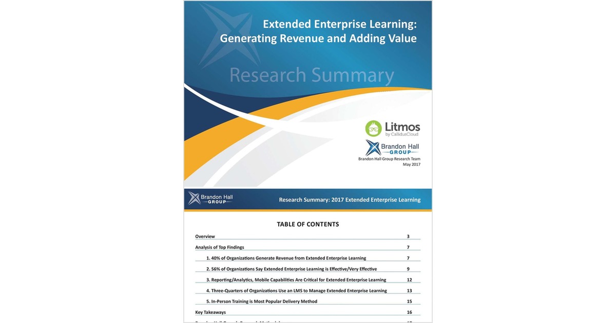 Extended Enterprise Learning: Generating Revenue and Adding Value
