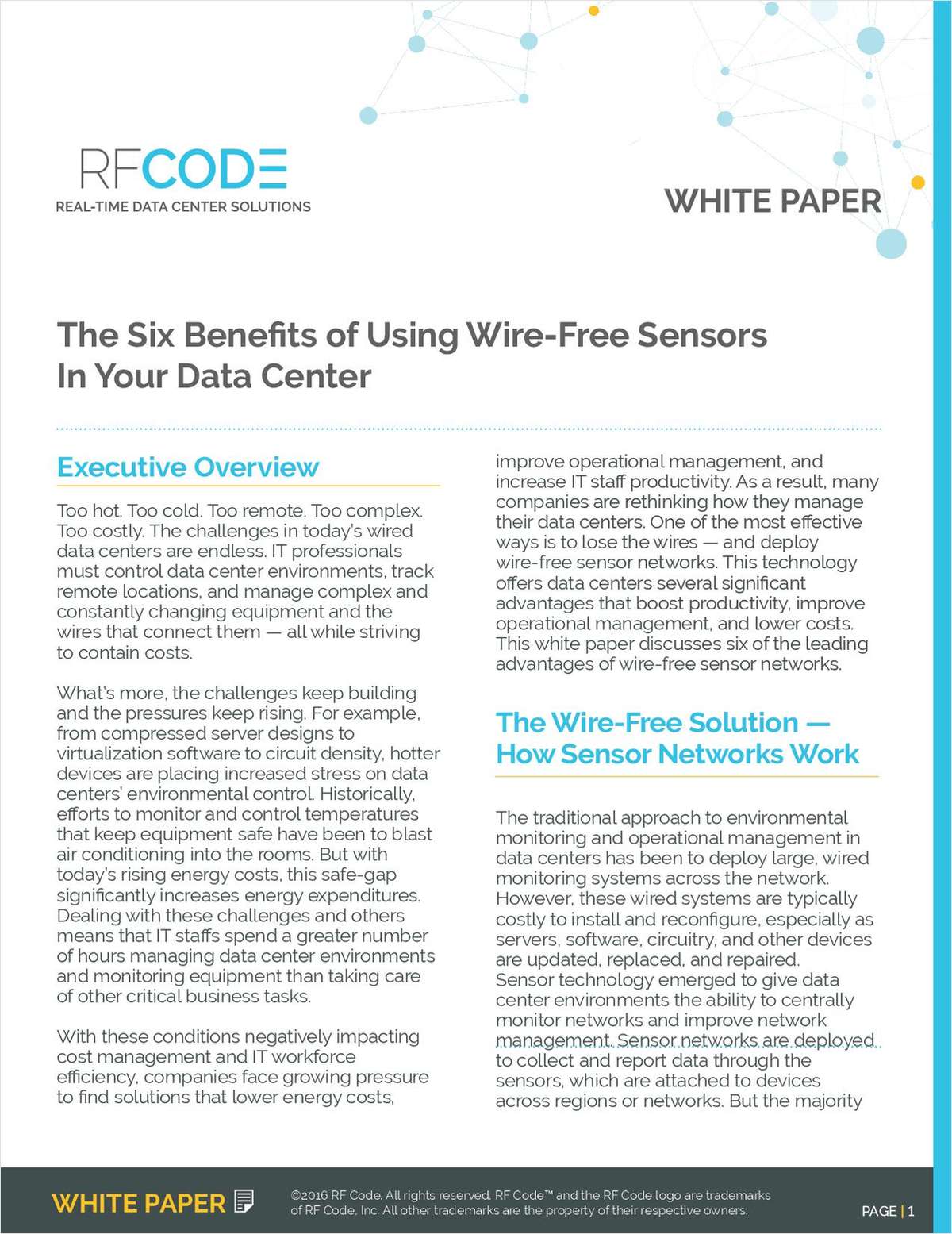The Six Benefits of Using Wire-Free Sensors in Your Data Center