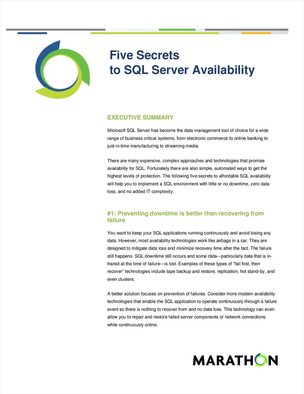 Five Secrets to SQL Server Availability