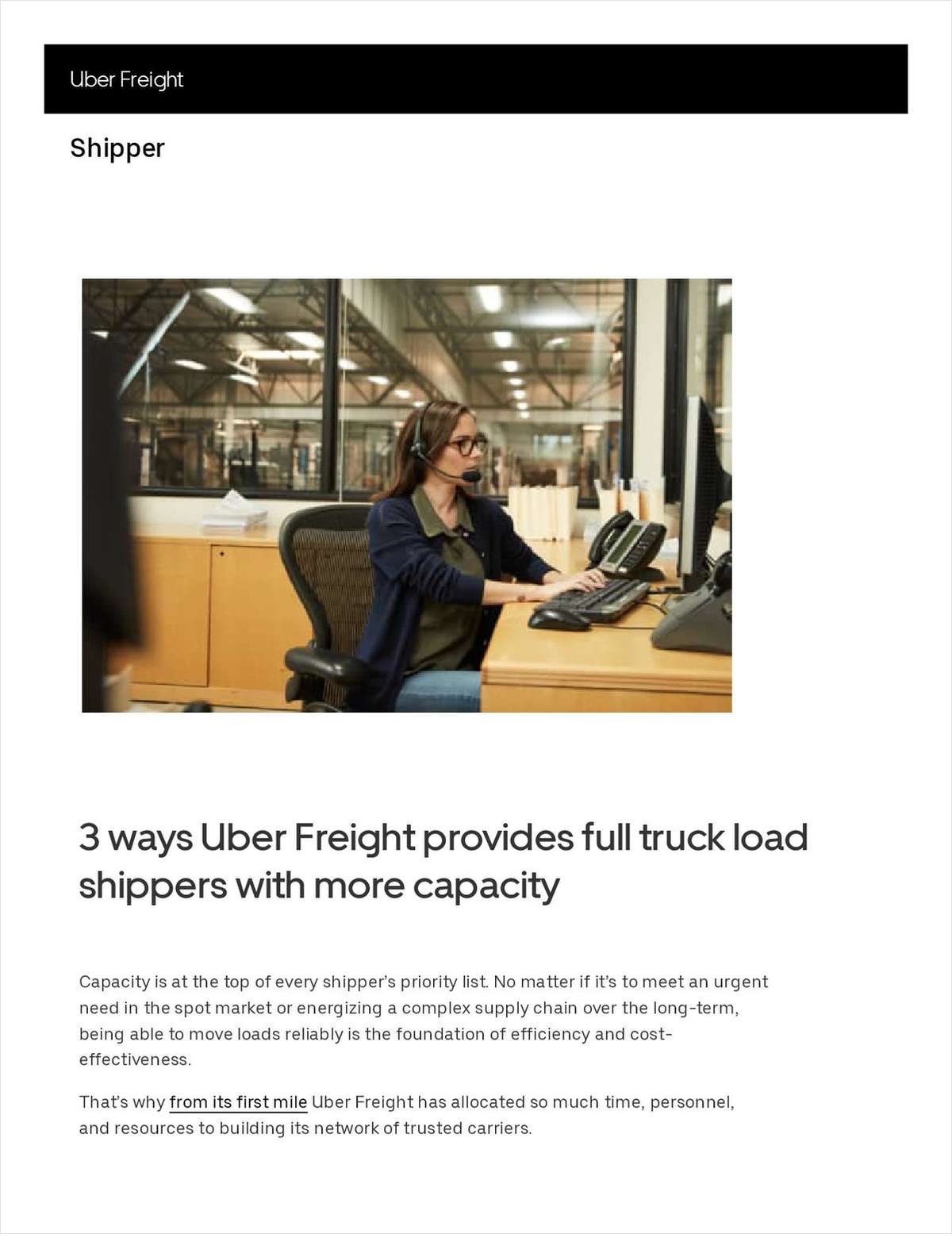 3 Ways Uber Freight Provides Full Truckload Shippers With More Capacity
