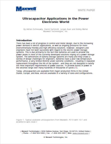 Ultracapacitor Applications in the Power Electronic World