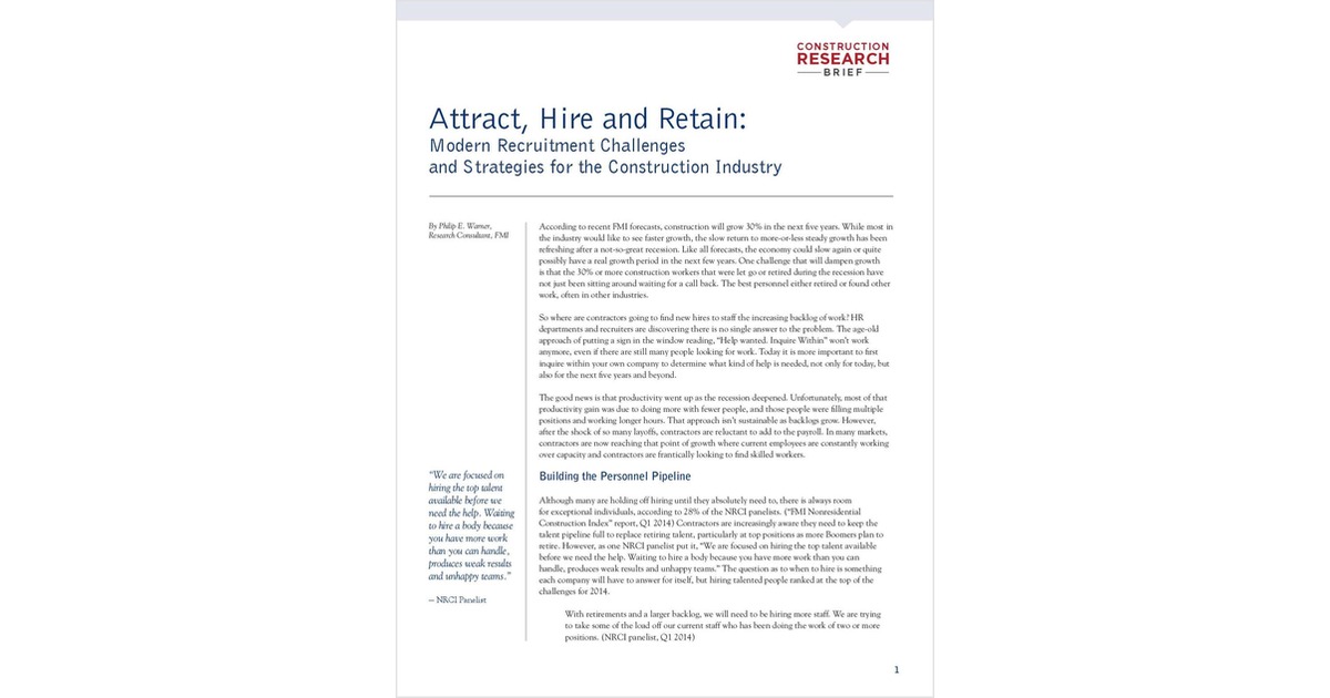 Attract, Hire and Retain: Modern Recruitment Challenges and Strategies for the Construction Industry
