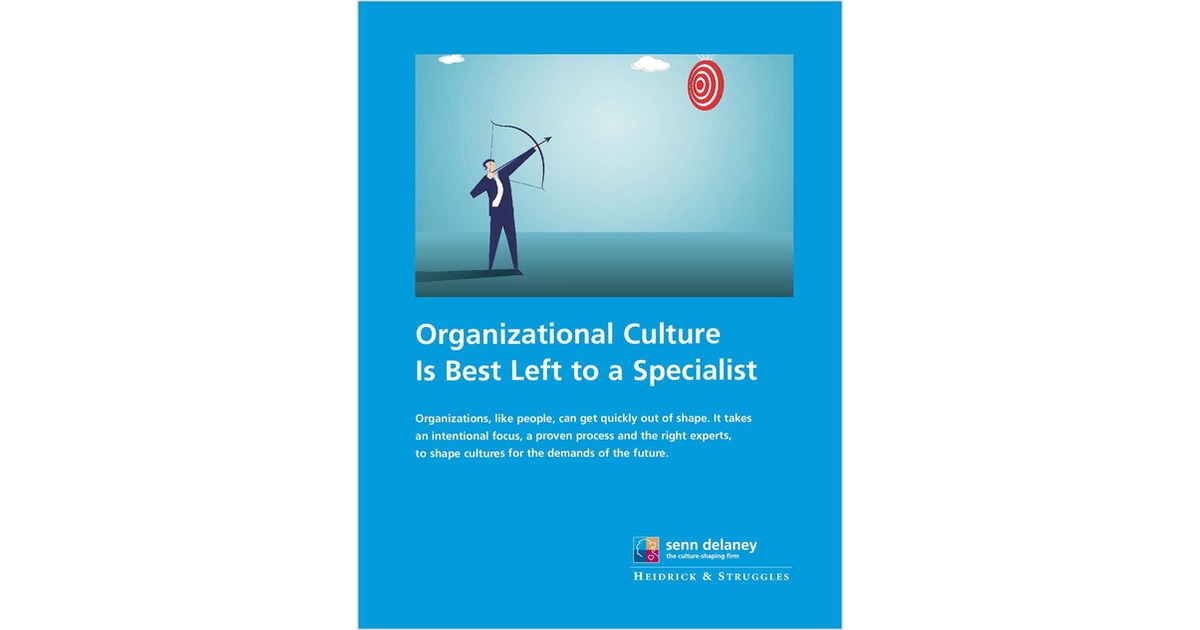 Organizational Culture is Best Left to a Specialist