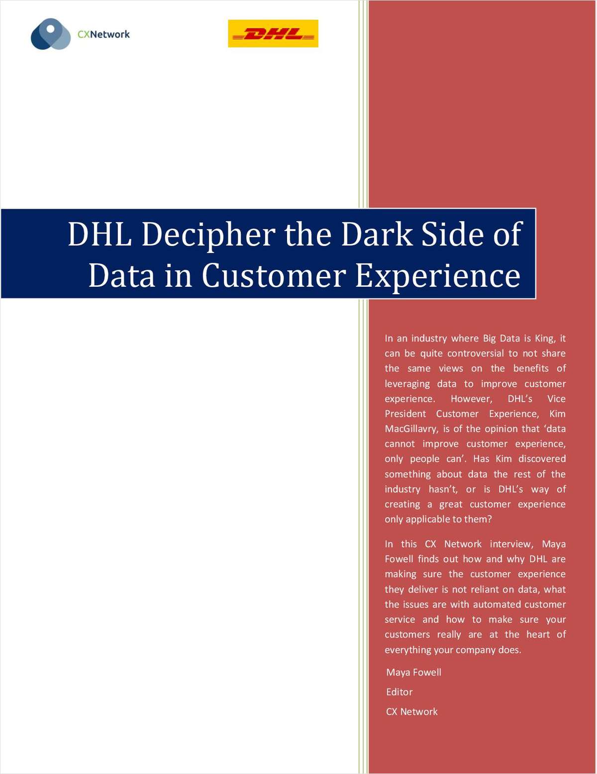 DHL Decipher the Dark Side of Data in Customer Experience