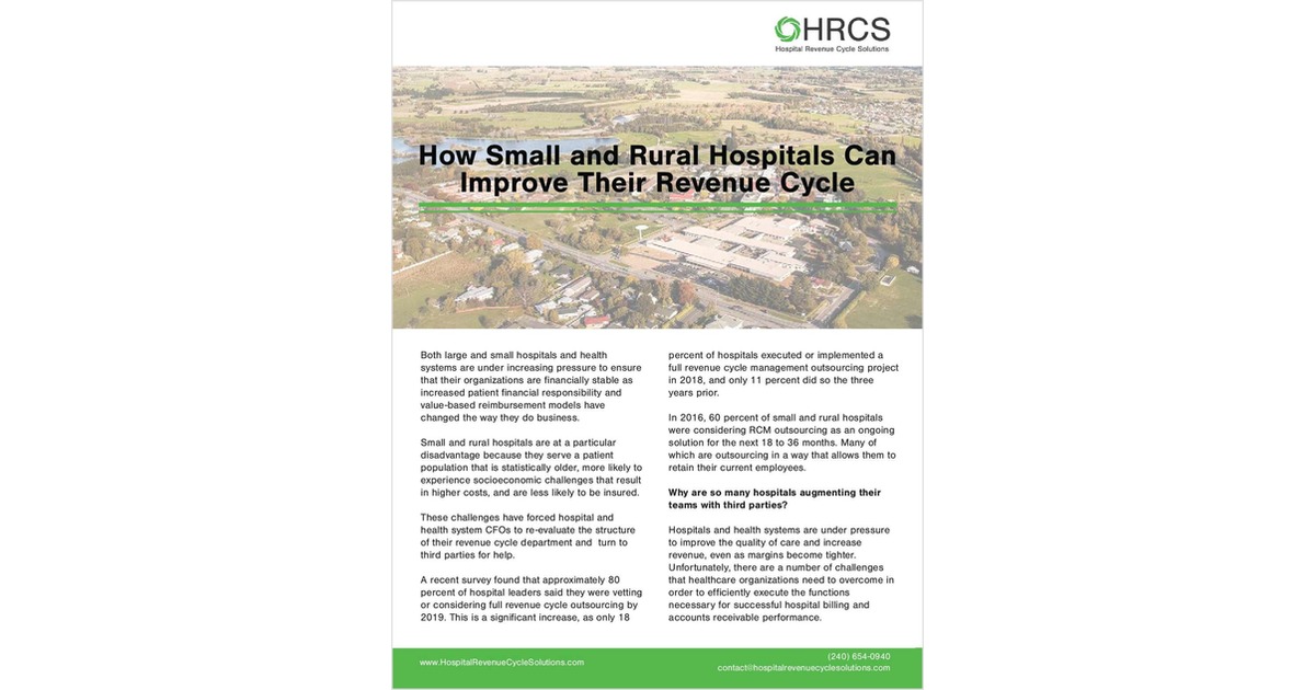 How Small and Rural Hospitals Can Improve Their Revenue Cycle