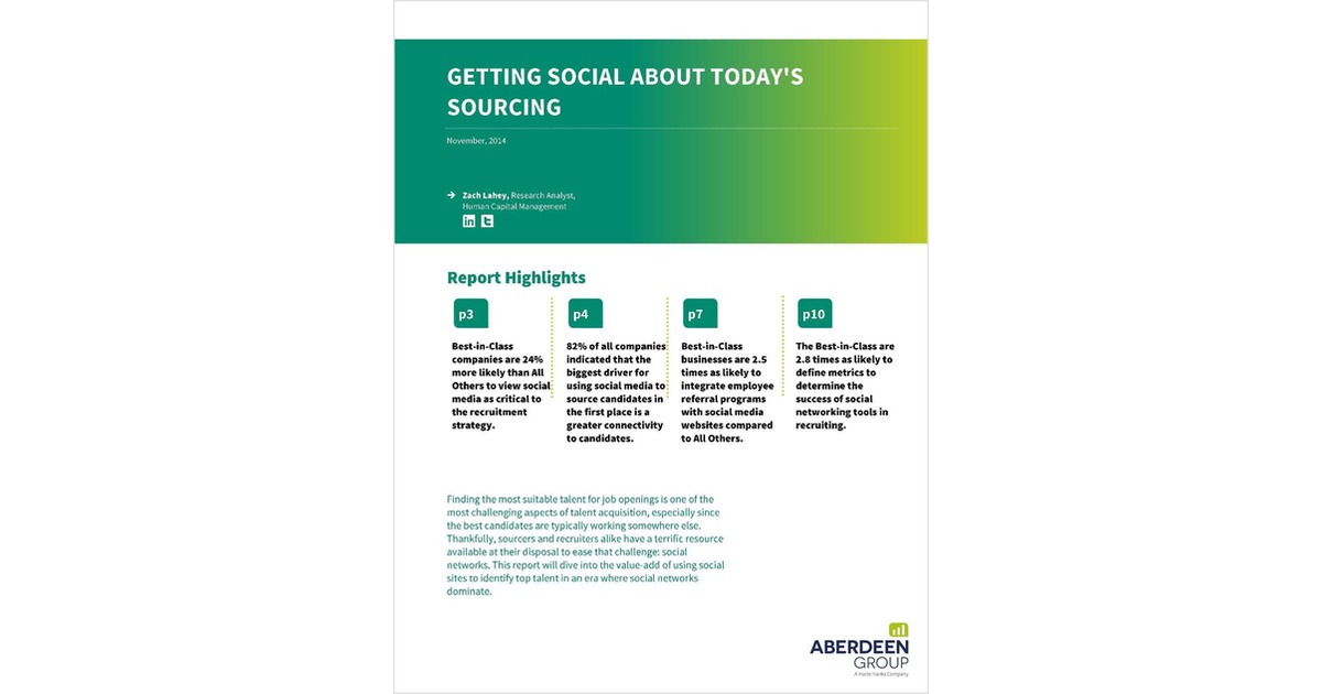 Aberdeen Report: Getting Social About Today's Sourcing