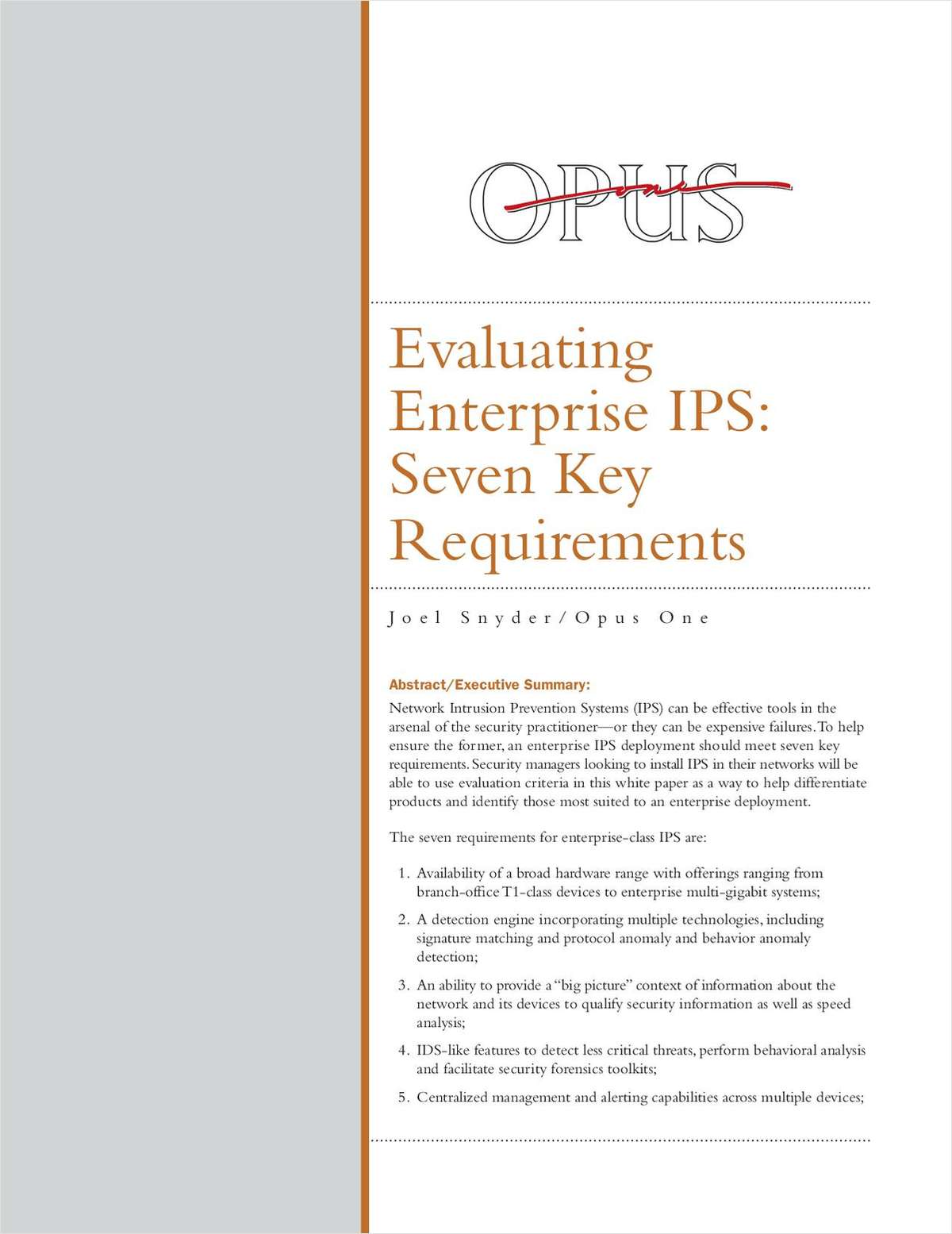 Evaluating Enterprise IPS: Seven Key Requirements