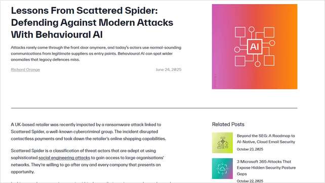 Lessons From Scattered Spider: Defending Against Modern Attacks With Behavioural AI