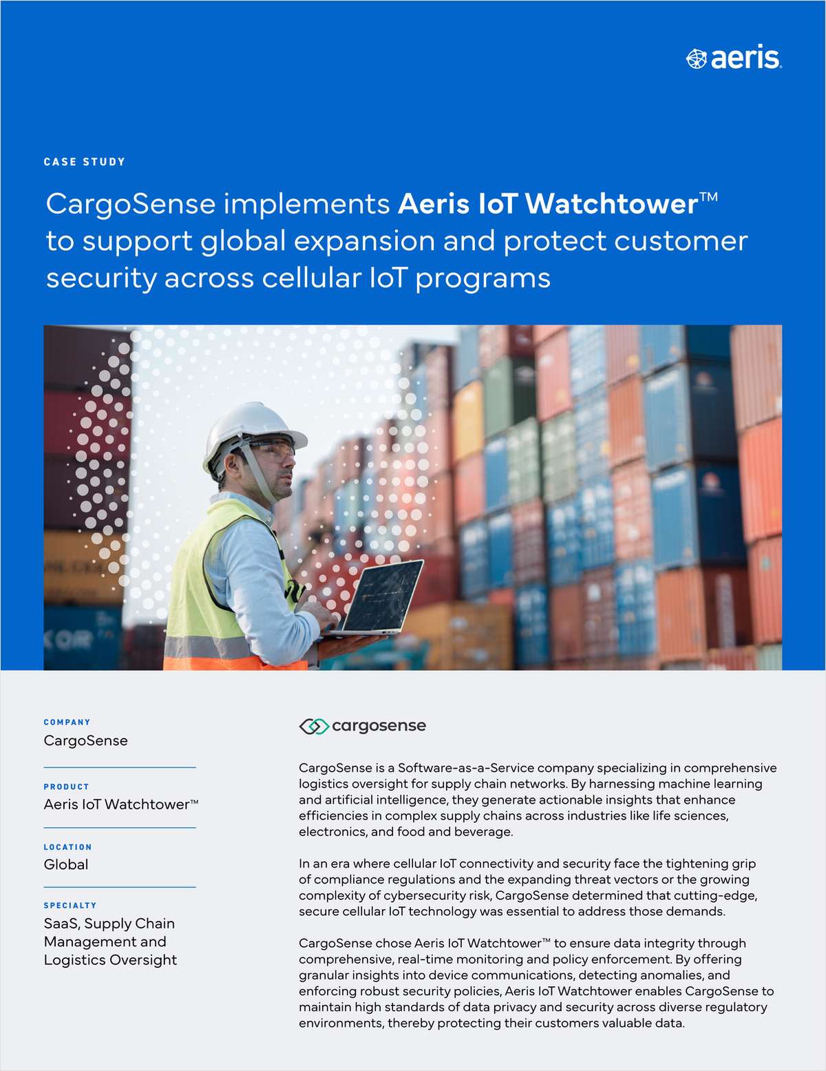 CargoSense implements Aeris IoT Watchtower™ to support global expansion and protect customer security across cellular IoT programs
