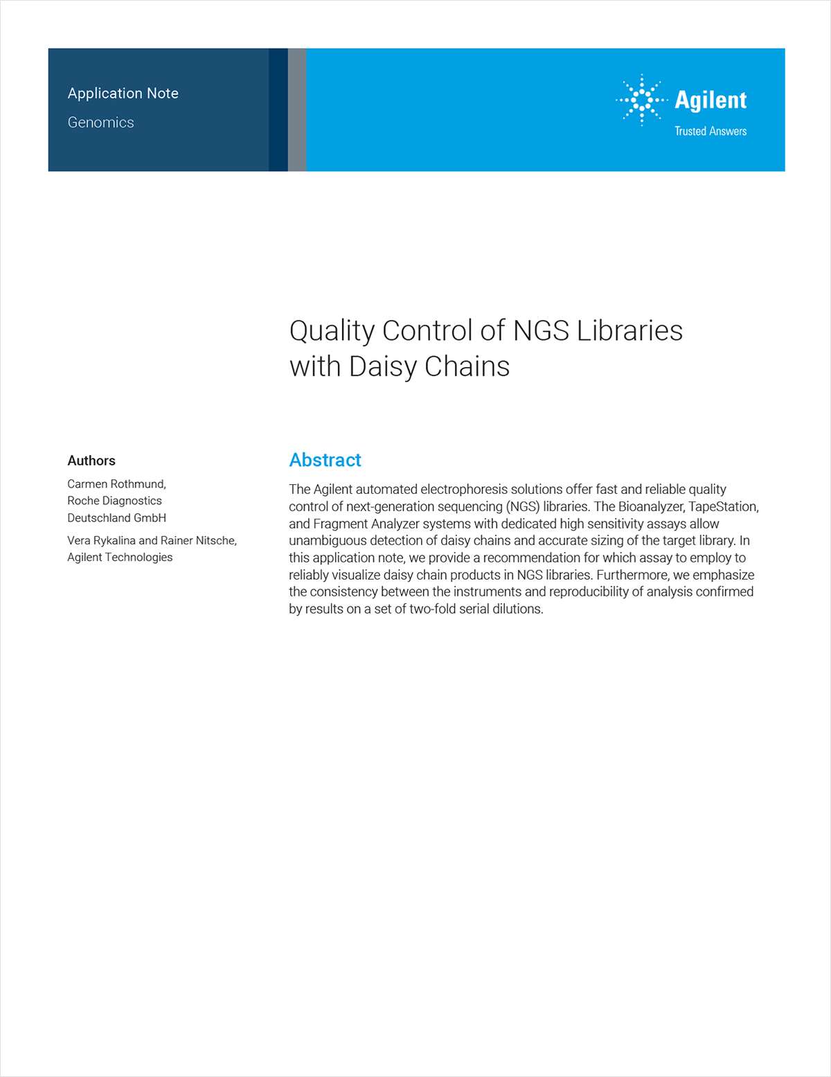 Quality Control of NGS Libraries with Daisy Chain Molecules