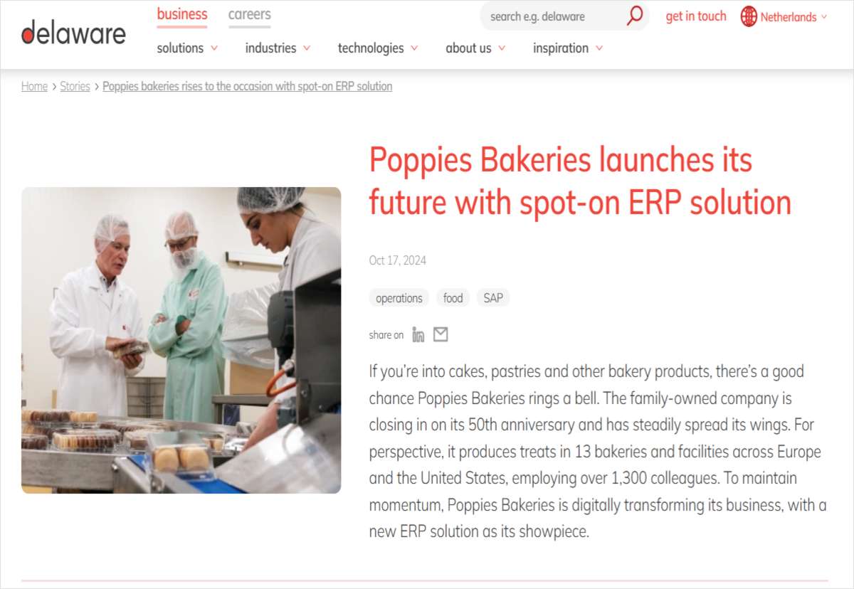 Poppies Bakeries launches its future with spot-on ERP solution