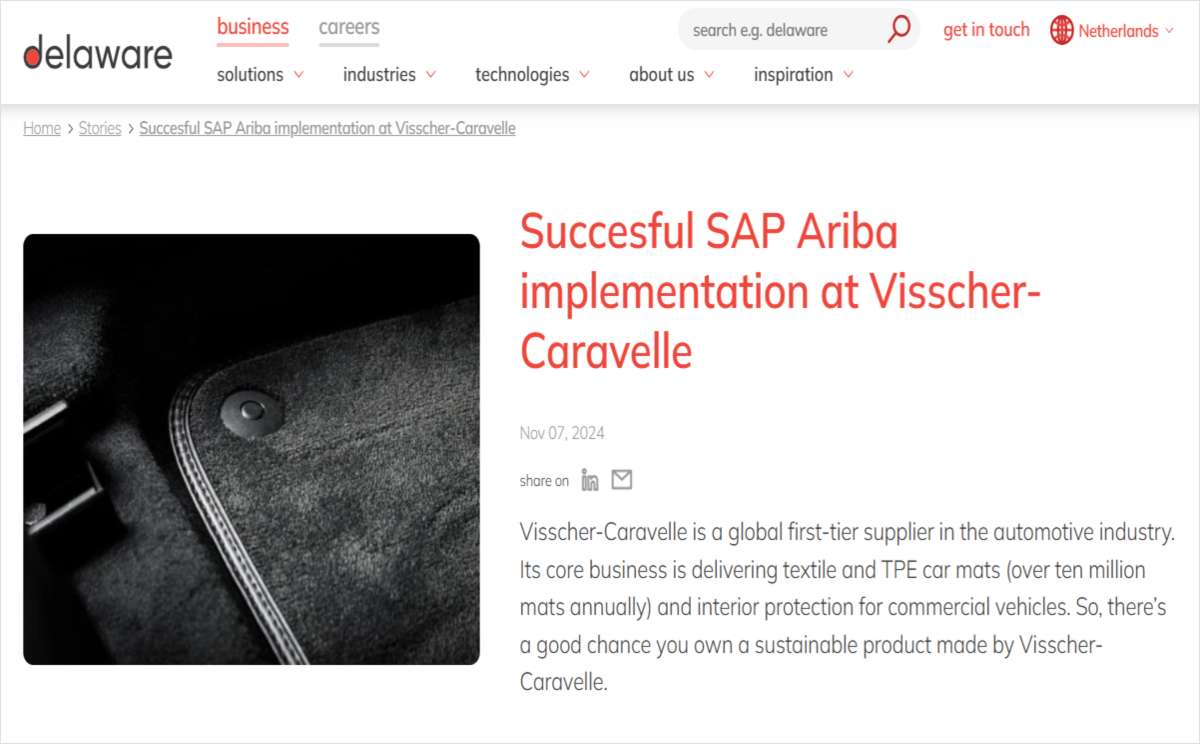 Successful SAP Ariba implementation at Visscher-Caravelle
