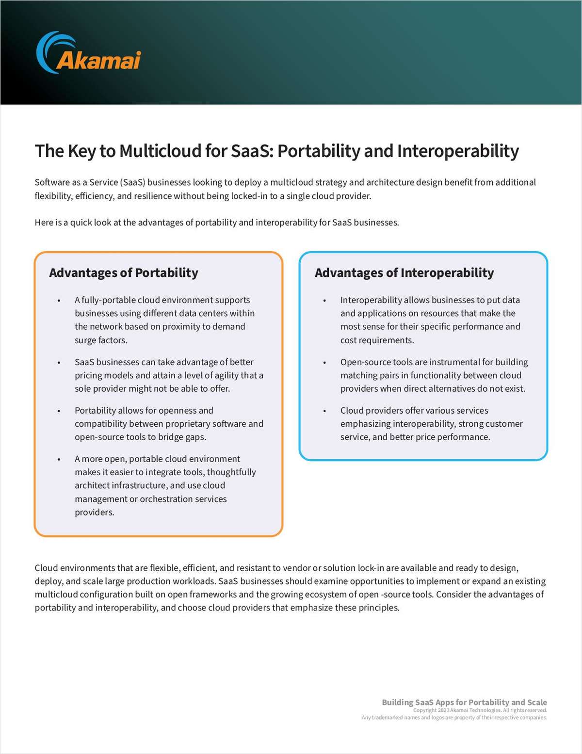 The Key to Multicloud for SaaS: Portability and Interoperability
