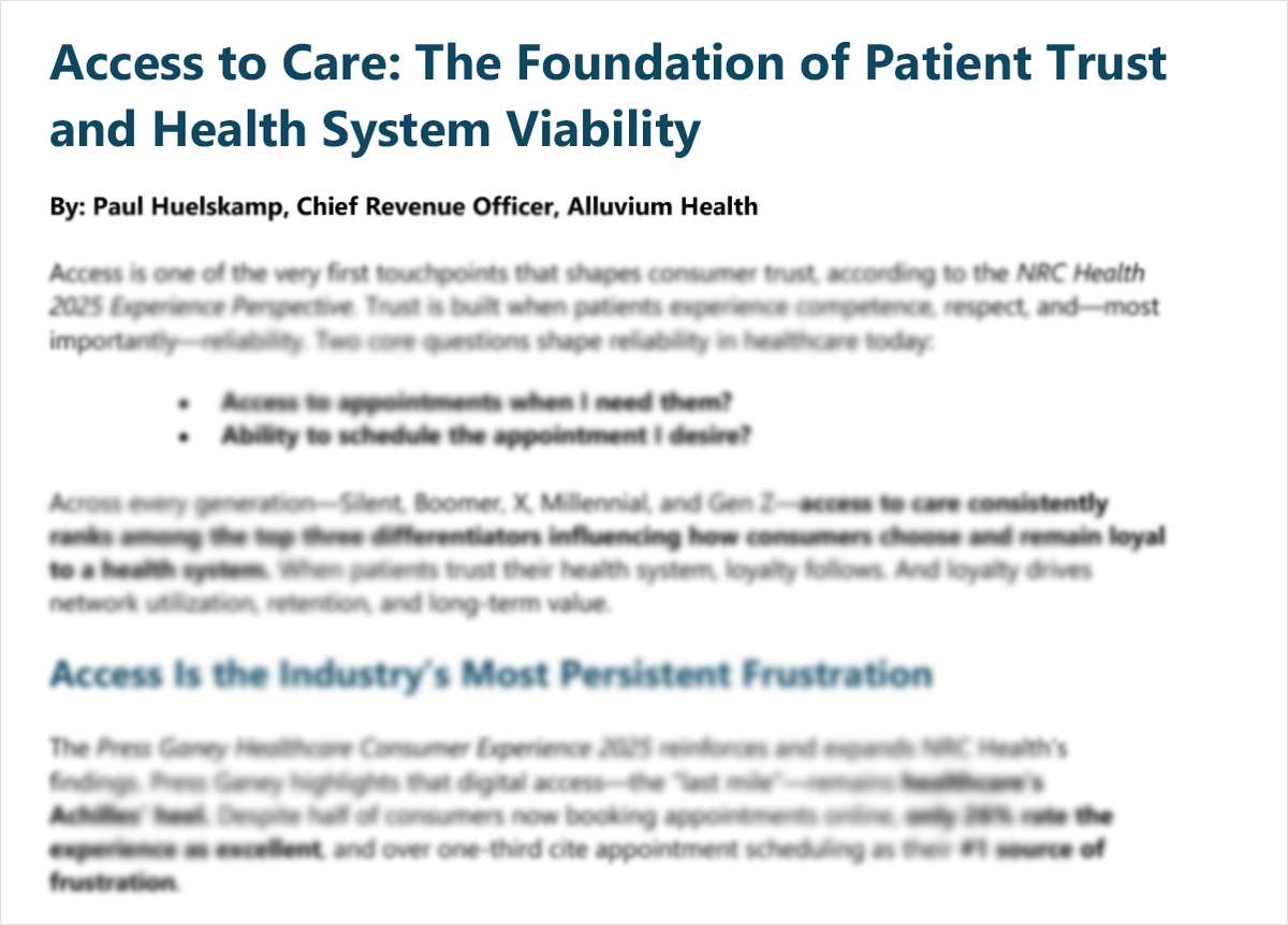 Access to Care: The Foundation of Patient Trust and Health System Viability